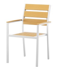Sillón GARIBALDI, metal blanco, polywood amarillo