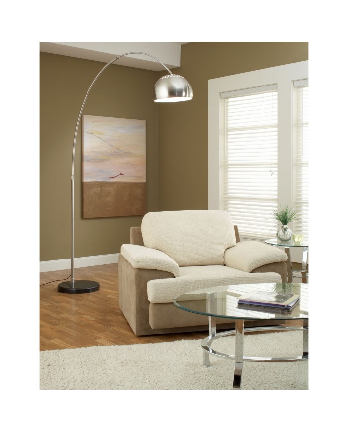 Lámpara AR, pie salón, cromada, base mármol negro