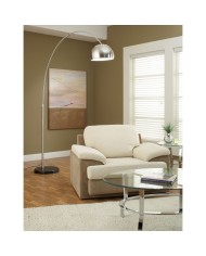 Lámpara AR, pie salón, cromada, base mármol negro