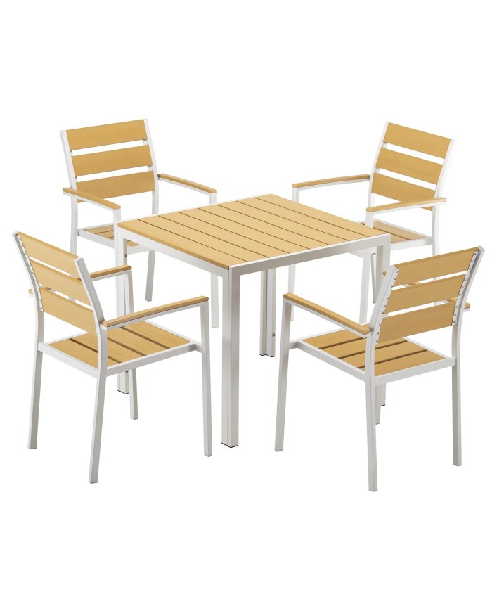 Sillón GARIBALDI, metal blanco, polywood amarillo