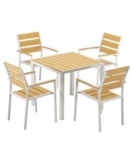 Sillón GARIBALDI, metal blanco, polywood amarillo