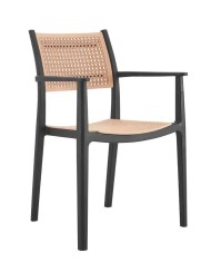 Sillón ALVOR 97, apilable, polipropileno negro y beige