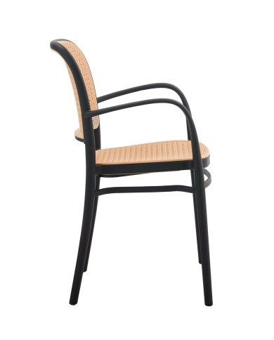 Sillón FUNCHAL 97, apilable, polipropileno negro y beige