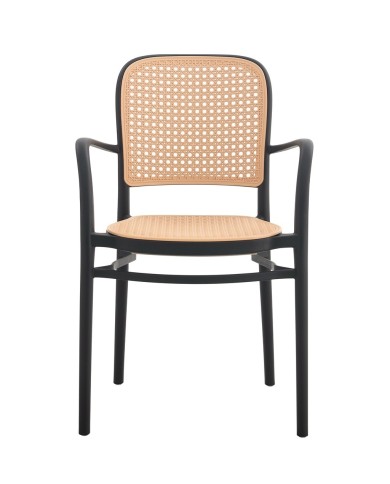 Sillón FUNCHAL 97, apilable, polipropileno negro y beige