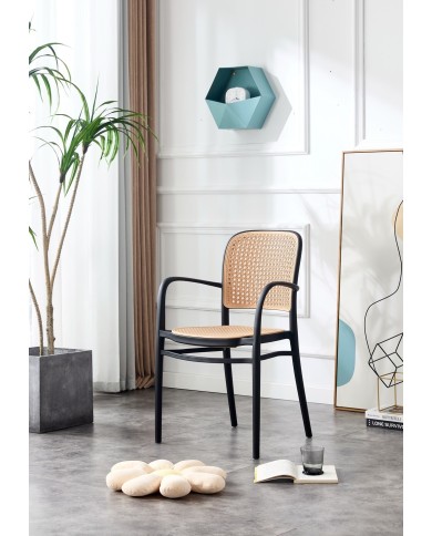 Sillón FUNCHAL 97, apilable, polipropileno negro y beige