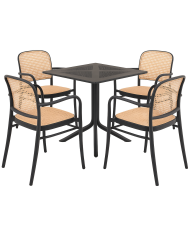 Sillón FUNCHAL 97, apilable, polipropileno negro y beige