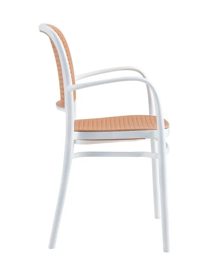 Sillón FUNCHAL 97, apilable, polipropileno blanco y beige