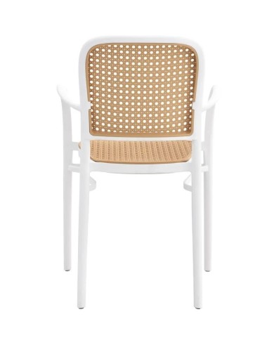 Sillón FUNCHAL 97, apilable, polipropileno blanco y beige