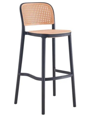 Taburete FUNCHAL 97, apilable, polipropileno negro y beige