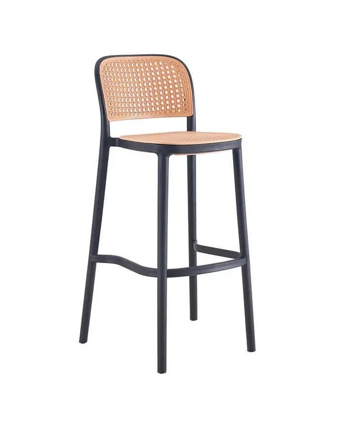 Taburete FUNCHAL 97, apilable, polipropileno negro y beige