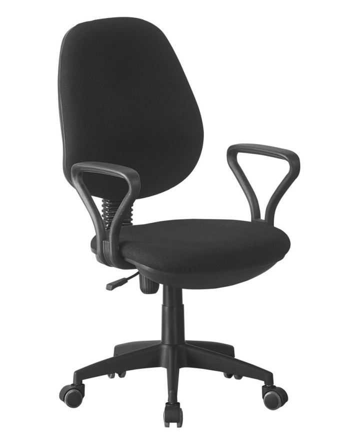 Silla de oficina NEVOY, brazos, regulación de altura, contacto permanente, tejido negro