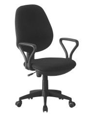 Silla de oficina NEVOY, brazos, regulación de altura, contacto permanente, tejido negro