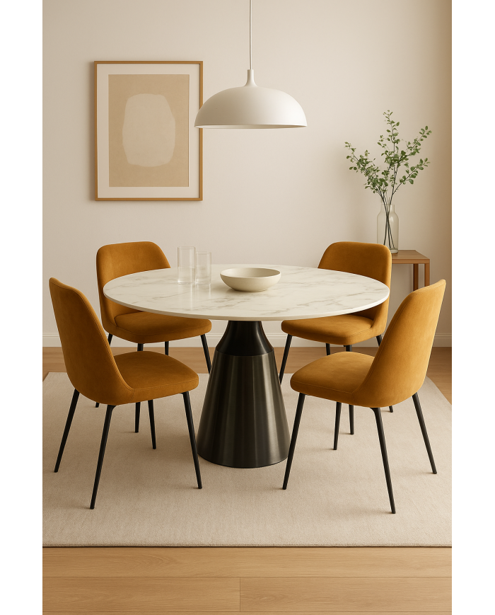 Mesa NAIDA, metal, tapa de cerámica, 120 cms de diámetro