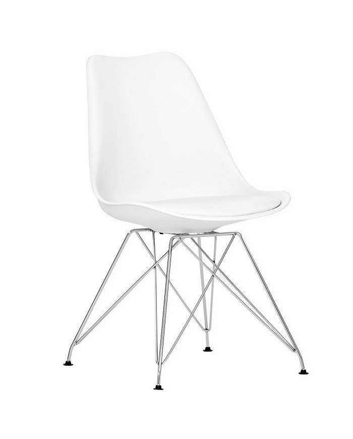 Silla BELLA (SU), cromada, carcasa y cojín blanco