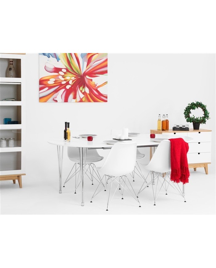 Silla BELLA (SU), cromada, carcasa y cojín blanco