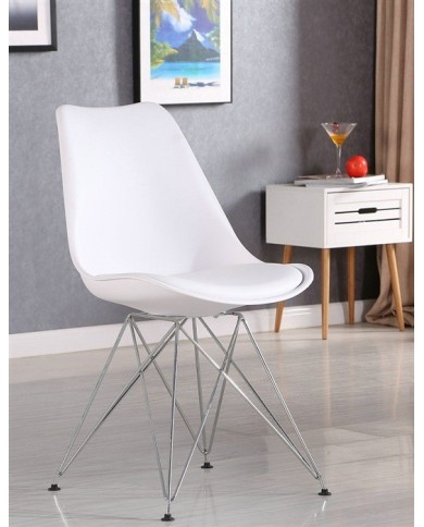Silla BELLA (SU), cromada, carcasa y cojín blanco