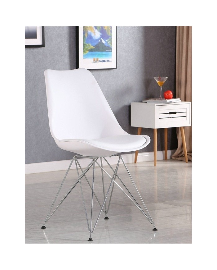Silla BELLA (SU), cromada, carcasa y cojín blanco