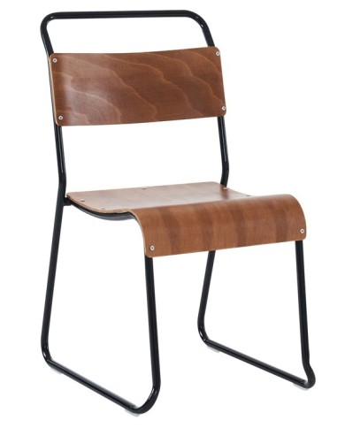 Silla LIVERPOOL, apilable, negra, contrachapado de abedul