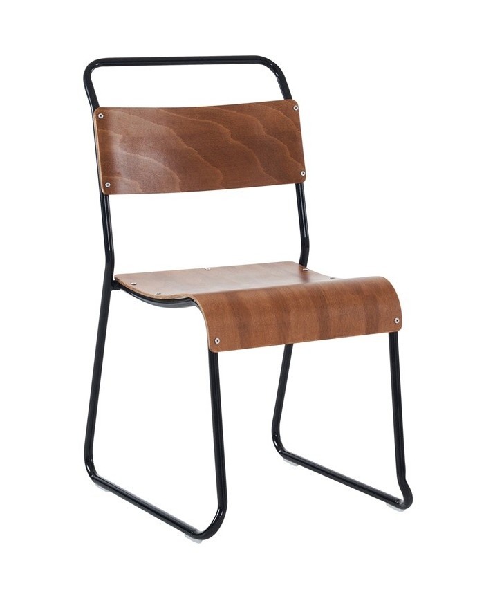 Silla LIVERPOOL, apilable, negra, contrachapado de abedul