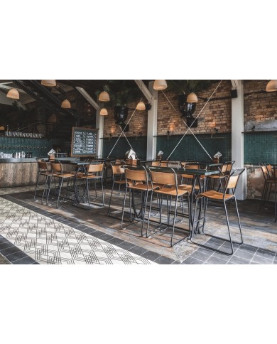 Taburete LIVERPOOL, apilable, negro, contrachapado de abedul