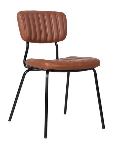 Silla NUREMBERG, metal, similpiel marrón