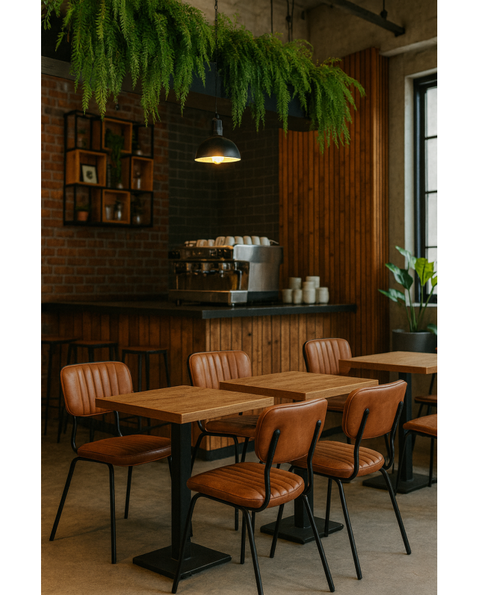 Silla NUREMBERG, metal, similpiel marrón