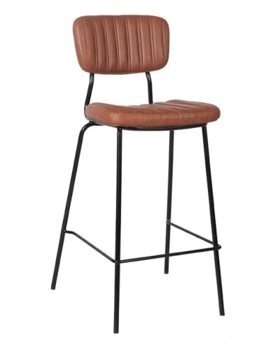 Taburete NUREMBERG, metal, similpiel marrón