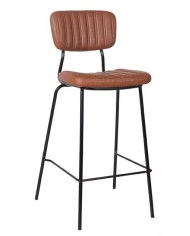 Taburete NUREMBERG, metal, similpiel marrón