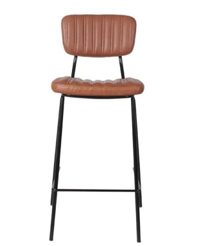 Taburete NUREMBERG, metal, similpiel marrón