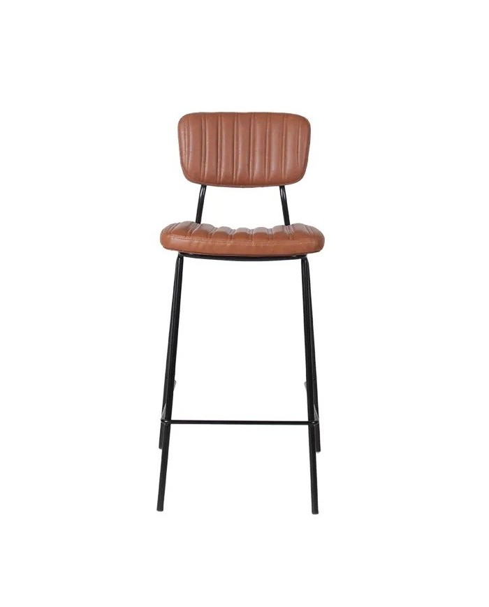 Taburete NUREMBERG, metal, similpiel marrón