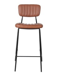 Taburete NUREMBERG, metal, similpiel marrón