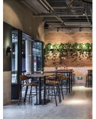 Taburete NUREMBERG, metal, similpiel marrón