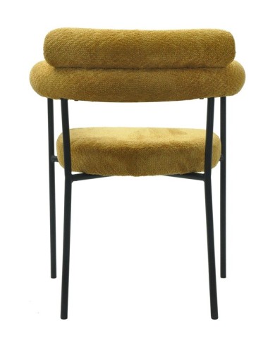 Sillón CERVANTES, metal, tapizado tejido bouclé amarillo