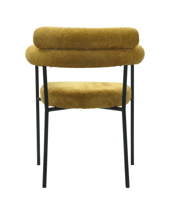 Sillón CERVANTES, metal, tapizado tejido bouclé amarillo