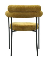 Sillón CERVANTES, metal, tapizado tejido bouclé amarillo