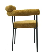 Sillón CERVANTES, metal, tapizado tejido bouclé amarillo