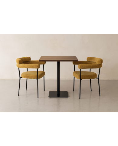 Sillón CERVANTES, metal, tapizado tejido bouclé amarillo