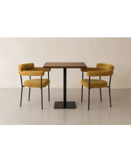 Sillón CERVANTES, metal, tapizado tejido bouclé amarillo