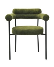 Sillón CERVANTES, metal, tapizado tejido bouclé verde oscuro