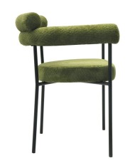 Sillón CERVANTES, metal, tapizado tejido bouclé verde oscuro