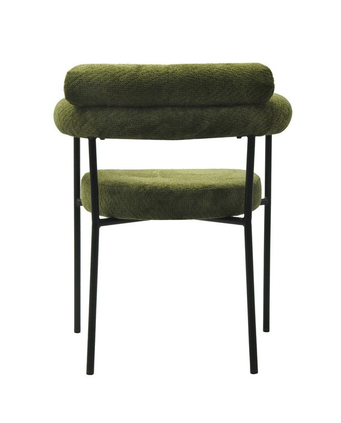 Sillón CERVANTES, metal, tapizado tejido bouclé verde oscuro