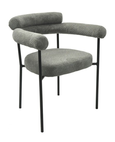 Sillón CERVANTES, metal, tapizado tejido bouclé gris