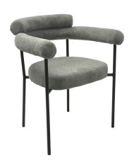 Sillón CERVANTES, metal, tapizado tejido bouclé gris