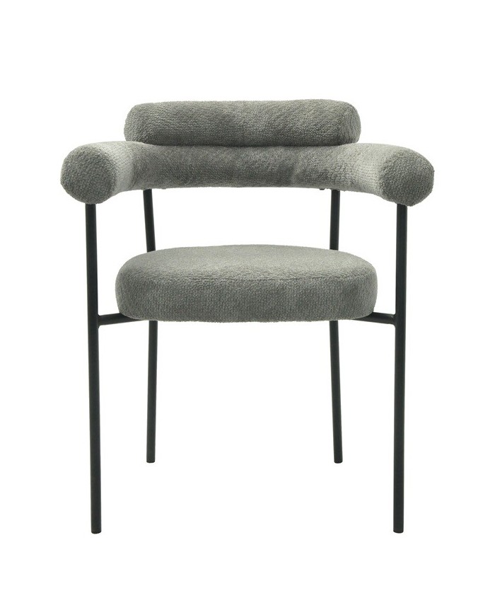 Sillón CERVANTES, metal, tapizado tejido bouclé gris