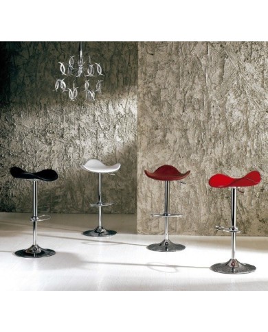 Taburete SAMBA (M), cromado, nappel blanco