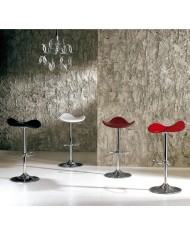 Taburete SAMBA (M), cromado, nappel blanco