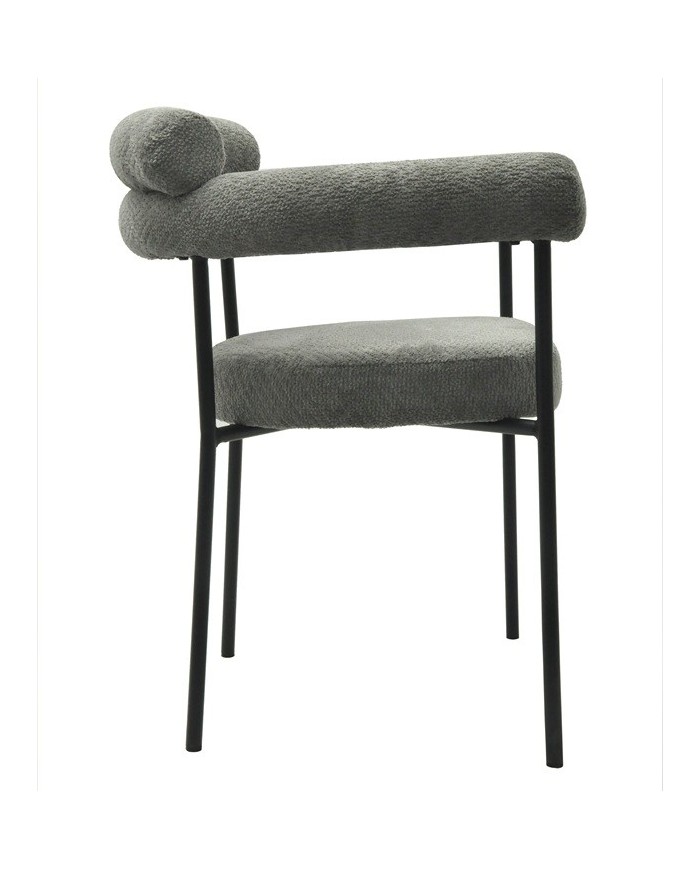 Sillón CERVANTES, metal, tapizado tejido bouclé gris