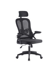 Sillón de oficina ORBEC, alto, negro, malla y asiento negro