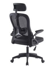 Sillón de oficina ORBEC, alto, negro, malla y asiento negro