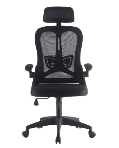 Sillón de oficina ORBEC, alto, negro, malla y asiento negro